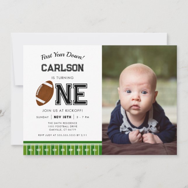 Invitación Primer año de la foto del primer cumpleaños del ni (Anverso)