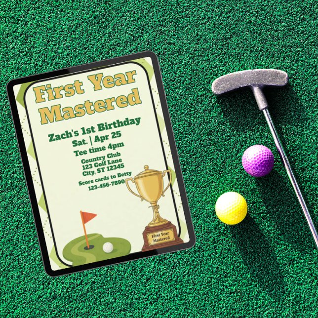 Invitación Primer Año Dominado, Golf en el 1er Cumpleaños (Subido por el creador)