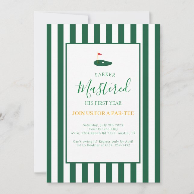 Invitación Primer año dominado, primer año, primer año, en un (Anverso)