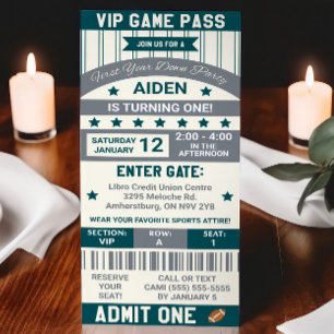 Invitación Primer Año Down! Entrada Cumpleaños Fútbol America