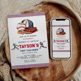Invitación Primer año en el Béisbol Fiesta de cumpleaños