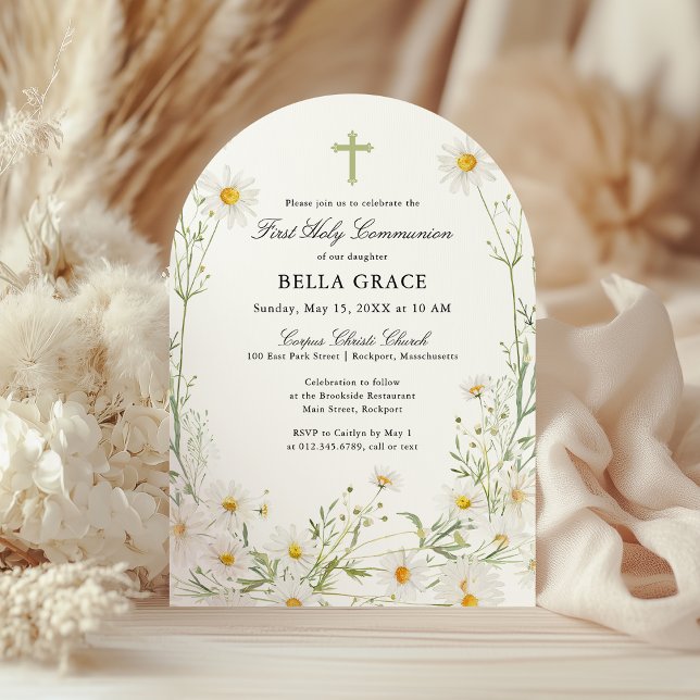 Invitación Primer arco floral de la comunión blanca (Subido por el creador)