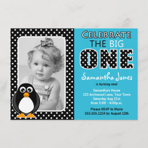 Invitación Primer azul de la fiesta de cumpleaños del