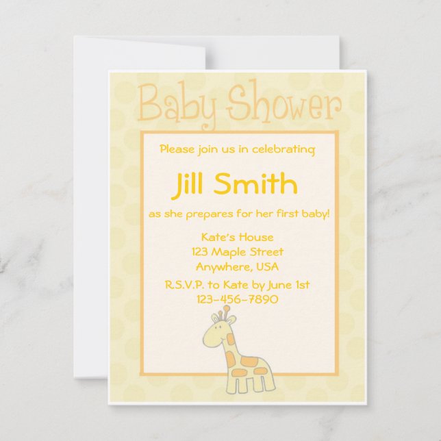 Invitación Primer Baby Shower - Amarillo (Anverso)
