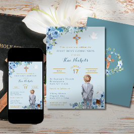 Invitación Primer bautismo sagrado de la comunidad blonde niñ