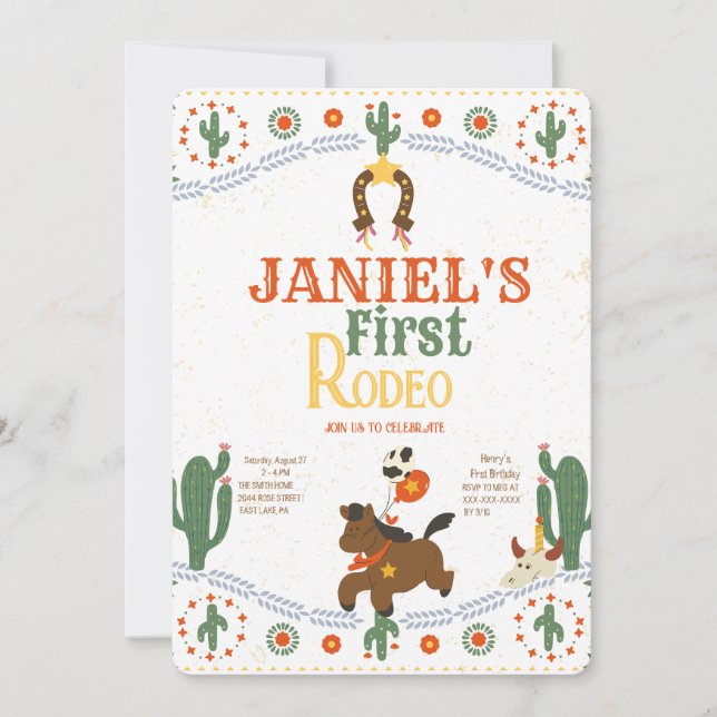 Invitación Primer bebé rodeo de cumpleaños de occidente (Anverso)