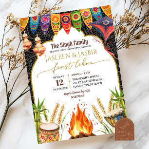 Invitación Primer Boda Lohri Indio en llamas
