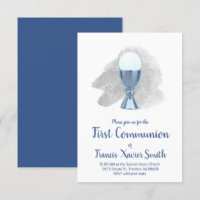 primer cáliz azul elegante de la comunión