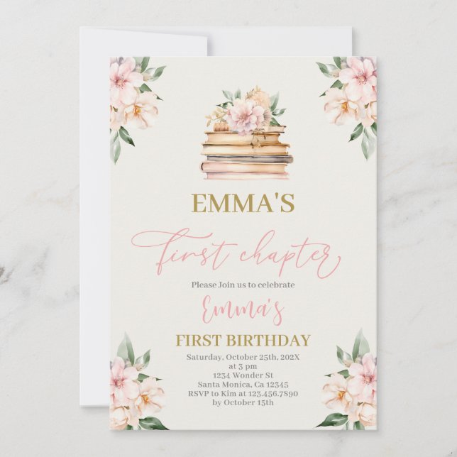 Invitación Primer capítulo Cumpleaños (Anverso)