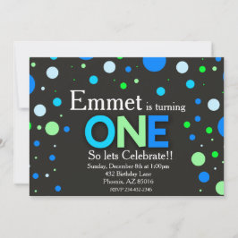 Invitación Primer Chalkboard verde azul