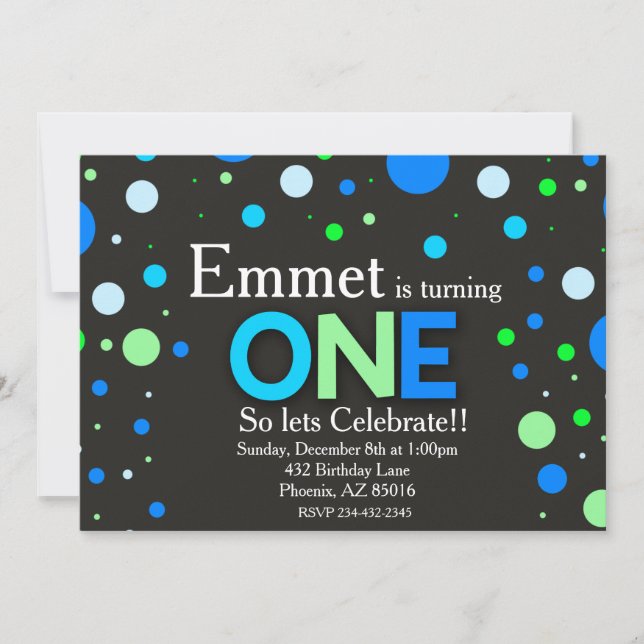 Invitación Primer Chalkboard verde azul (Anverso)