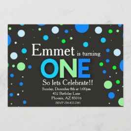 Invitación Primer Chalkboard verde azul