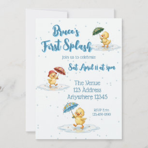 Invitación Primer chapuzón, Cumpleaños de Pato Saltarín de Ch