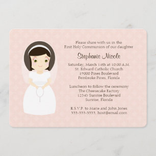 Invitación Primer Chica de Brunette de la Santa Comunión