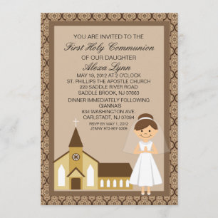 Invitación Primer chica de la comunión del bonito por la