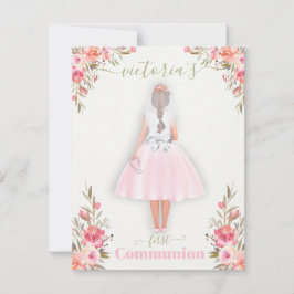 Invitación Primer Chica de retrato personalizado de la Santa 