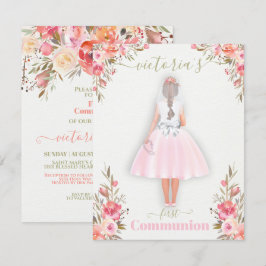 Invitación Primer Chica de retrato personalizado de la Santa 