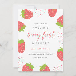 Invitación Primer Chica de Strawberry Berry Primera foto de c