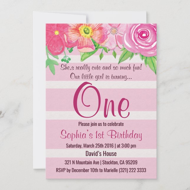 Invitación Primer chica Invitado a una fiesta de cumpleaños (Anverso)