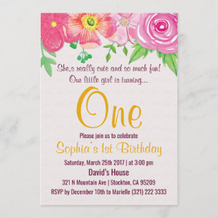 Invitación Primer chica Invitado a una fiesta de cumpleaños f