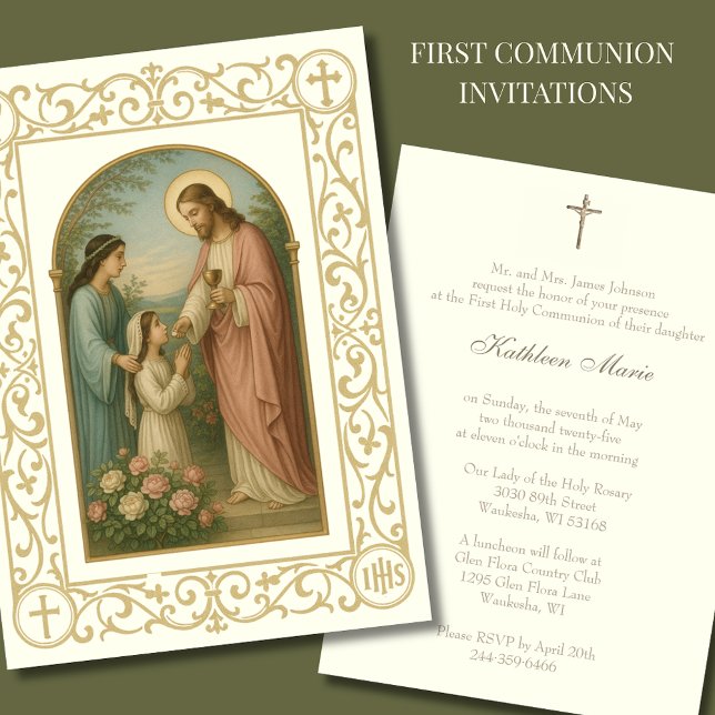 Invitación Primer Chica ventilado de la comunión con Jesús (Subido por el creador)