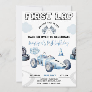 Invitación Primer coche de carreras Lap en torno al primer cu