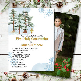 Invitación Primer copo de nieve de los bosques de invierno de