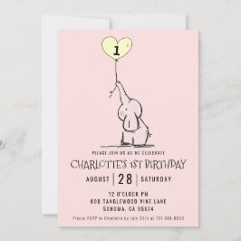 Invitación Primer cumpleaños absurdo | Elephant Pink