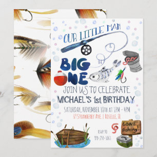 Invitación Primer cumpleaños con tema de pesca