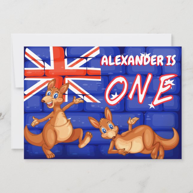 Invitación Primer cumpleaños con temática australiana (Anverso)