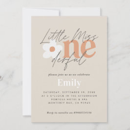 Invitación Primer cumpleaños daisy boho retro terracotta natu