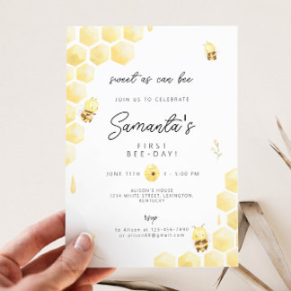 Invitación Primer cumpleaños de abejas, nuestra pequeña miel