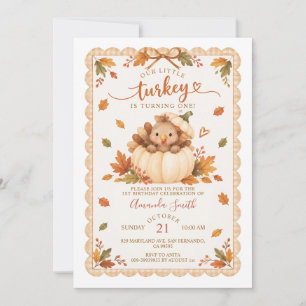 Invitación Primer cumpleaños de Acción de Gracias de otoño de