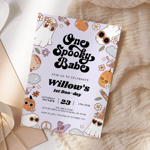 Invitación Primer cumpleaños de Babe Groovy Halloween