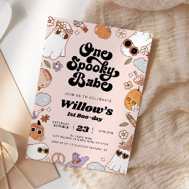 Invitación Primer cumpleaños de Babe Groovy Halloween
