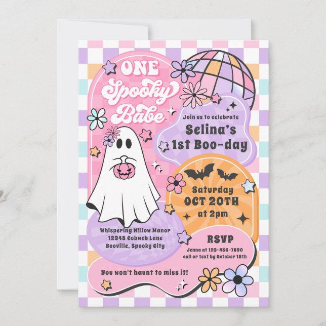 Invitación Primer cumpleaños de Babe Halloween (Anverso)
