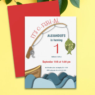 Invitación Primer cumpleaños de barca de pescado acuático