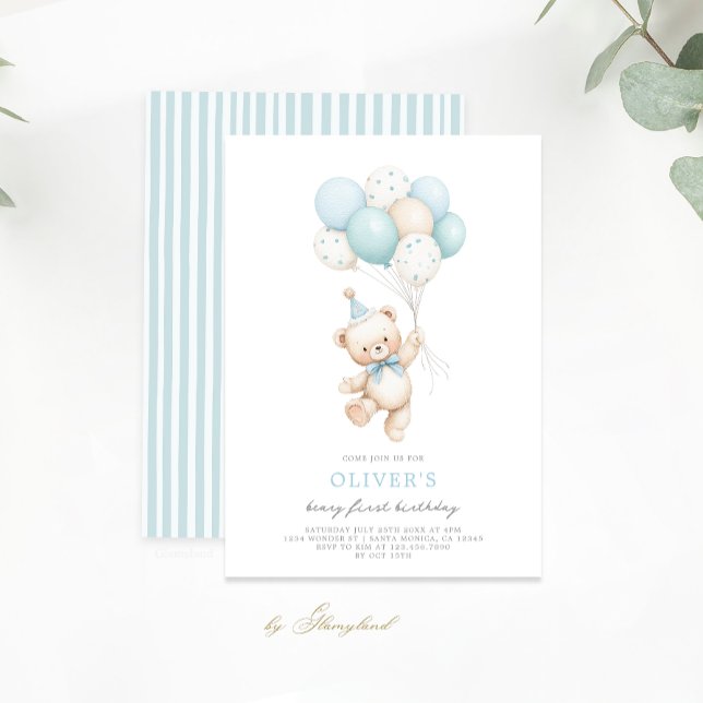 Invitación Primer cumpleaños de Beary (Subido por el creador)