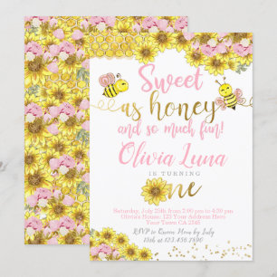 Invitación Primer cumpleaños de Bee