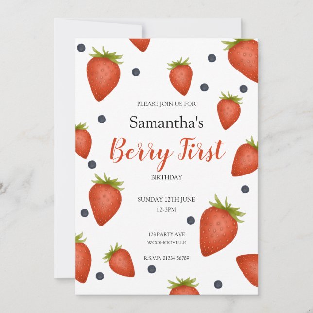 Invitación Primer cumpleaños de Berry (Anverso)