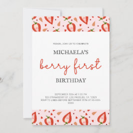 Invitación Primer cumpleaños de Berry, Chica Rojo