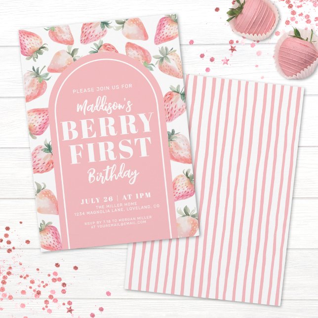 Invitación Primer Cumpleaños de Berry Fiesta del Primer Cumpl (Berry First Birthday 1st Birthday Party Invitation)