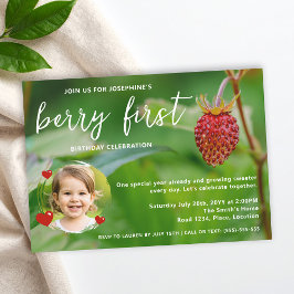 Invitación Primer cumpleaños de Berry, Personalizado fotográf