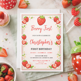 Invitación Primer cumpleaños de Berry | Primer cumpleaños de 