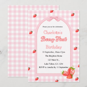 Invitación Primer cumpleaños de Berry Rosado