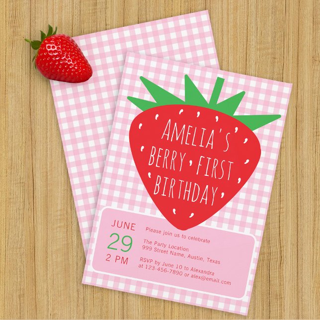Invitación Primer Cumpleaños de Berry Verano Niña Fiesta de F (Subido por el creador)