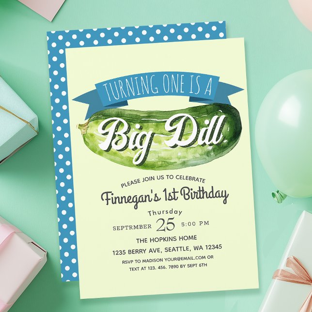 Invitación Primer cumpleaños de Big Dill Pickle Boy (Subido por el creador)