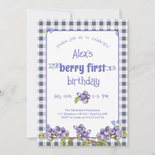 Invitación Primer cumpleaños de Blueberry Berry