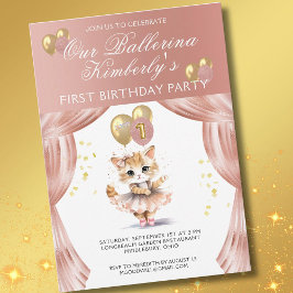 Invitación Primer cumpleaños de bonito en Chica Ballerina Ros