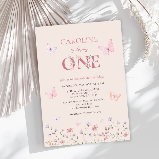 Invitación Primer cumpleaños de Butterfly Chica (Subido por el creador)